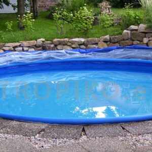 TROPIKO pool roofing for the extended swimming season, a warm pool and azure clean water. For above ground and inground (circular / round) garden pools. Pool cover.